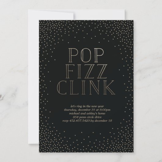 POP FIZZ CLINK invitation de fête (Devant)
