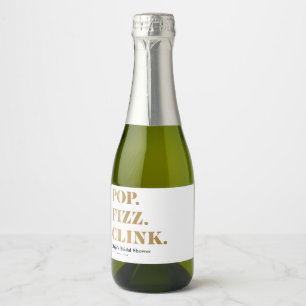 Pop Fizz Clink Mini Mousserende Wijnflesetiketten Sparkling Wijnetiket