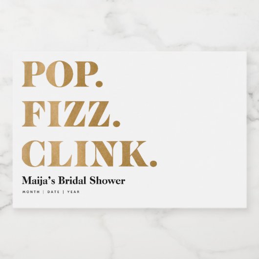 Pop Fizz Clink Mini Sparkling Vin Bottes Étiquette (Étiquettes simples)