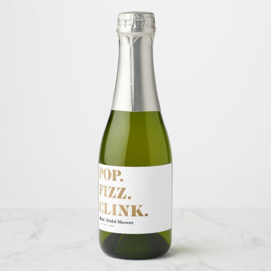 Pop Fizz Clink Mini Sparkling Vin Bottes Étiquette (Devant)