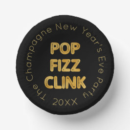 Pop Fizz Clink Moderne Typografie Oudejaarsavond Papieren Kommen