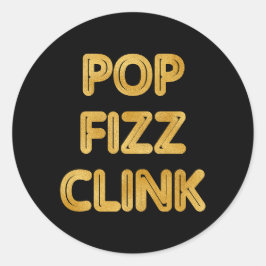 Pop Fizz Clink Moderne Typografie Oudejaarsavond Ronde Sticker