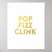 POP FIZZ CLINK Nieuwjaarsfeest Bar Kar Sign Poster (Voorkant)
