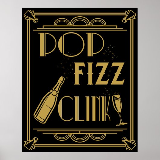 Pop Fizz Clink Party Poster Art deco (Voorkant)