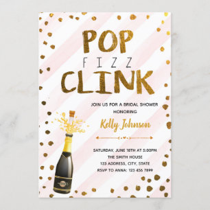 Pop fizz clink roze feestuitnodiging kaart