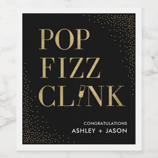 Pop Fizz Clink Vin mousseux Vin Étiquette (Étiquettes simples)