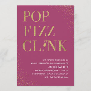Pop Fizz Clink Vrijgezellenfeest Brunch Uitnodigin Kaart