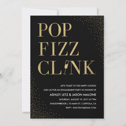 Pop Fizz Clink Wedding Verloving Uitnodiging (Voorkant)