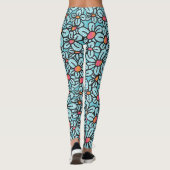 Pop Fleur (Aqua) Leggings (Dos)