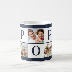 POP Foto Collage Navy Blue Coffee Mok