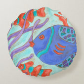 Pop-gekleurde vis rond kussen (Achterkant)