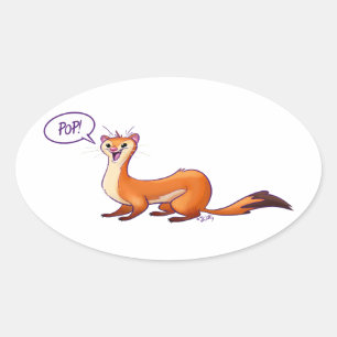 POP GOES THE WEASEL van Jeff Willis Art Ovale Sticker