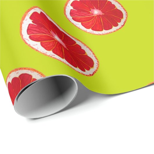 Pop heldere roze pompelmoes waterverf cadeaupapier (Rol Hoek)