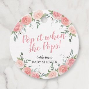 Pop het als ze Floral Baby shower Favor Tags Poppe Bedankjes Labels