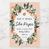 Pop het als ze knalt Kleine schat Baby Shower Wijn Etiket (Enkel label)