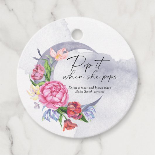 Pop het als ze over de maan poppen bedankjes labels (Voorkant)