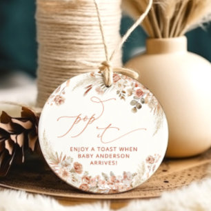 Pop het als ze Pop Boho Pampas Grass Bedankjes Labels
