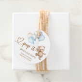 Pop het als ze Pop op Teddy Bear Baby shower Bedankjes Labels (In situ)