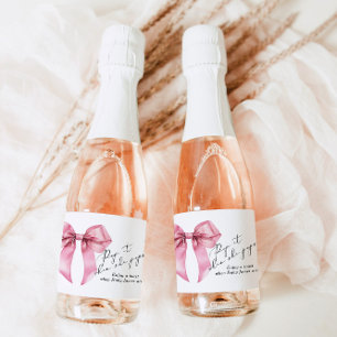 Pop het als ze Pop Pink Bow Baby shower Sparkling Wijnetiket