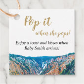 Pop het als ze Pop! Rustic Mountain Waterfall Bedankjes Labels (Voorkant)