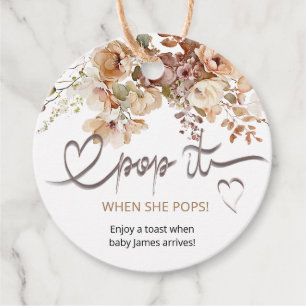 Pop het als ze Poppen bloemenBaby shower Bedankjes Labels