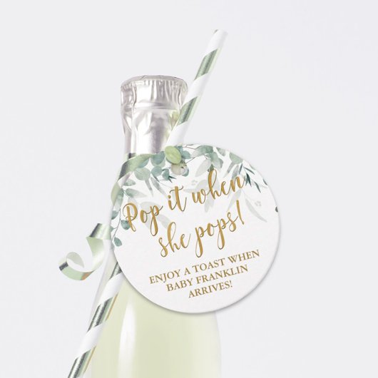 Pop het als ze poppen Greenery Baby shower Bedankjes Labels