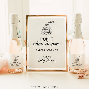 Pop het als ze Poppen hand getrokken Baby shower g