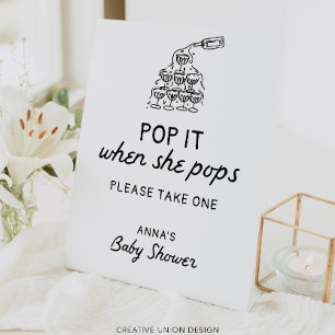 Pop het als ze Poppen hand getrokken Baby shower g Reclamebord Met Voetstuk