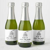Pop het als ze Poppen hand getrokken Baby shower g Sparkling Wijnetiket (Flessen)