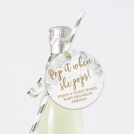 Pop het als ze poppen Modern Floral Baby shower Bedankjes Labels