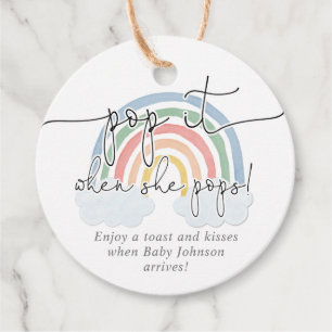 Pop het als ze poppen regenboog pastel waterverf bedankjes labels