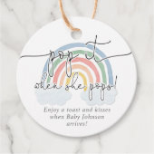 Pop het als ze poppen regenboog pastel waterverf bedankjes labels (Voorkant)