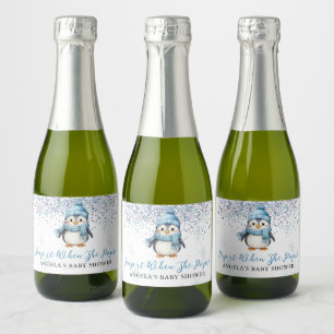 Pop het Als Ze Poppen Schattige Boy Penguin Winter Sparkling Wijnetiket