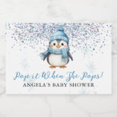 Pop het Als Ze Poppen Schattige Boy Penguin Winter Sparkling Wijnetiket (Enkel label)
