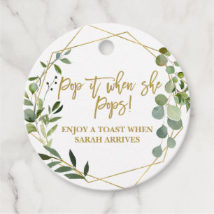 Pop het als Ze Poppen waterverf eucalyptus Bedankjes Labels
