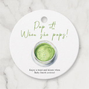 Pop het als zij komt! Matcha Latte Baby borrel Bedankjes Labels