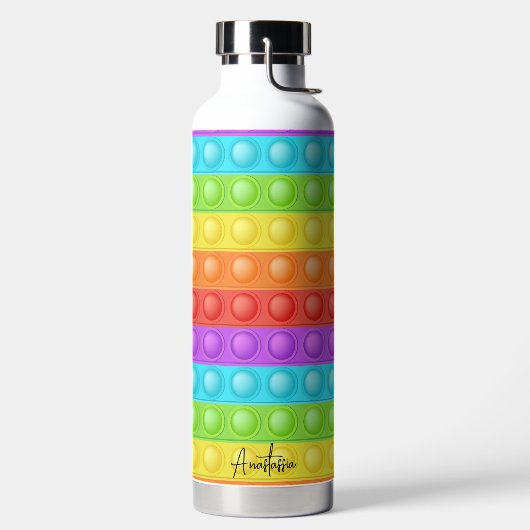 Pop-het met jouw naam kleurrijk waterfles (Links)