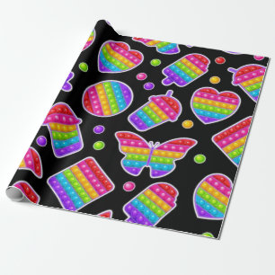 Pop het Rainbow Butterflies en Hearts Birthday Cadeaupapier