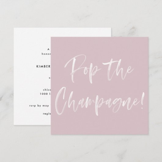 Pop Het Vrijgezellenfeest Champagne Pink Kaart (Voorkant / Achterkant)