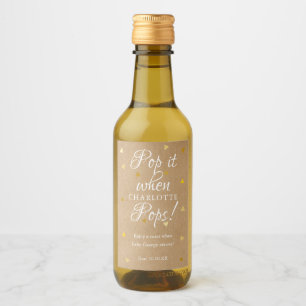 Pop Het Wanneer Ze KRAAMT Gouden Harten Baby Showe Wijn Etiket