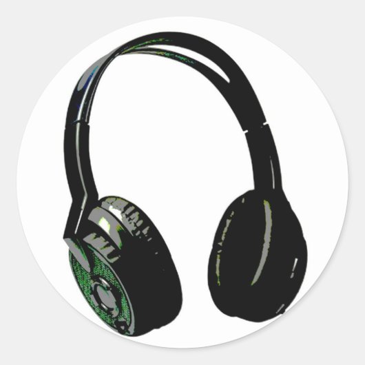 Pop hoofdtelefoon ronde sticker (Voorkant)