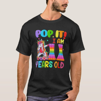 Pop Ik ben 11 jaar oud Dabbing Unicorn Fidget 11 T-shirt