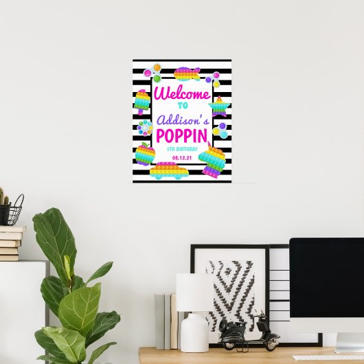Pop It Anniversaire Affiche de bienvenue (Bureau à domicile)