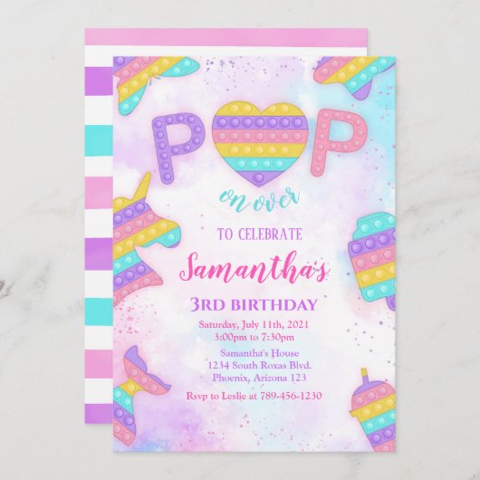 Pop It Anniversaire Invitation (Devant / Derrière)