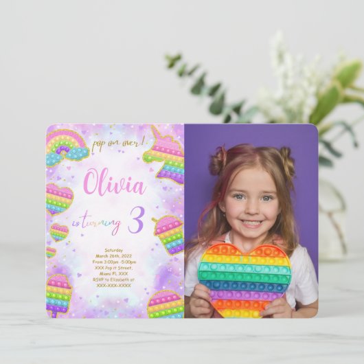 Pop it Anniversaire Photo Invitation (Debout devant)