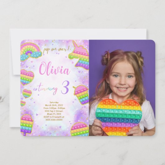Pop it Anniversaire Photo Invitation (Devant)