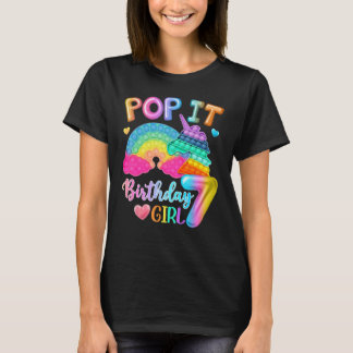 Pop It Birthday Girl 7 For 7yr Old Girls Unic T-shirt