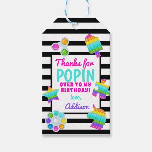 Pop It Birthday Invitation, Pop Fidget Invitation, Cadeaulabel (Voorkant)