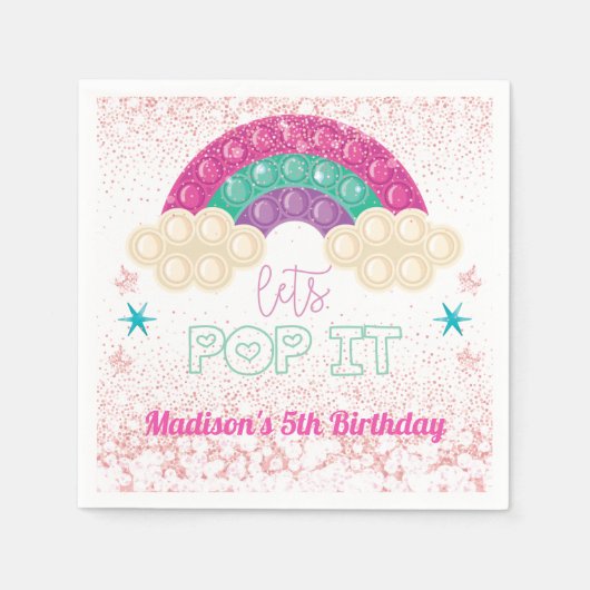 Pop it Birthday Rainbow Gepersonaliseerd Servet (Voorkant)