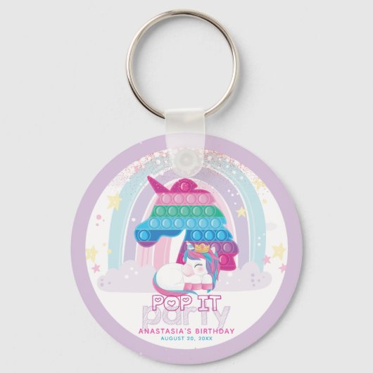 Pop it Birthday Specialized Unicorn Rainbow Sleutelhanger (Voorkant)